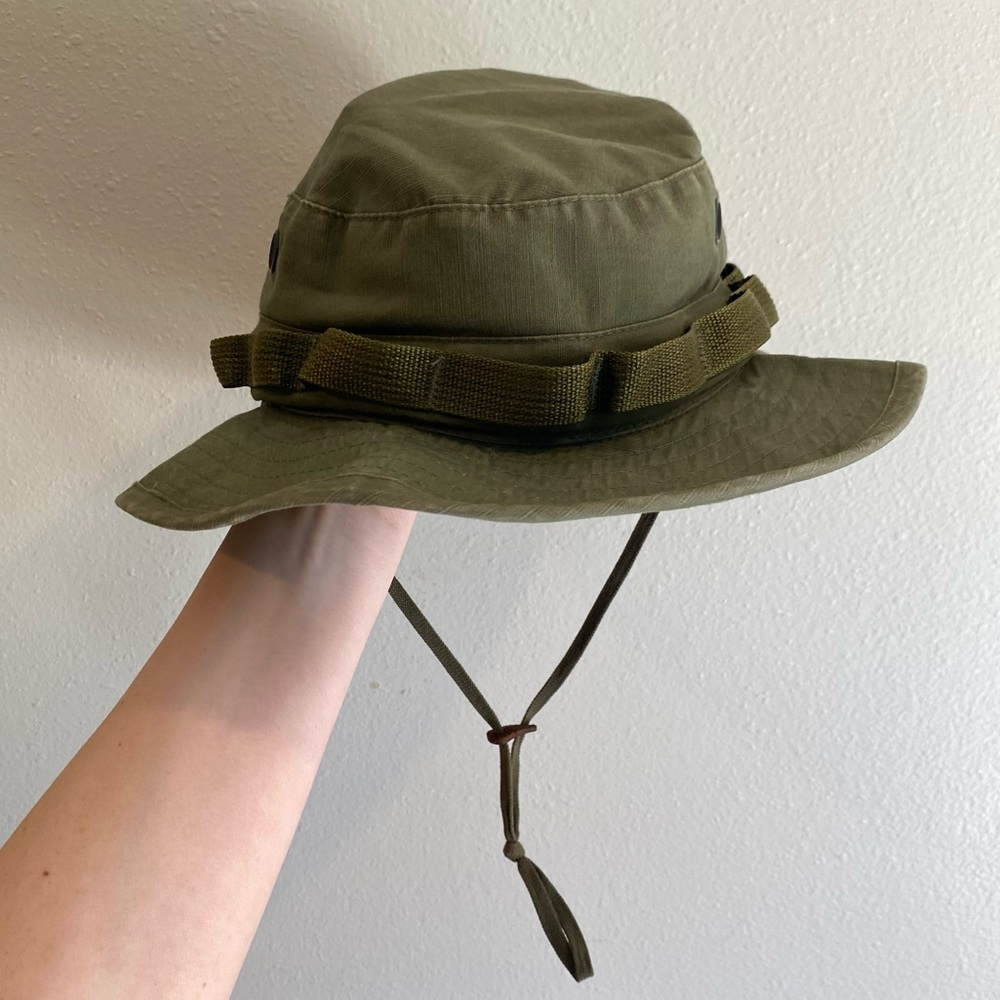 Vintage USGI Boonie Hat Sun Hot Weather Type II OD Green Ripstop R&B Inc 7 1/2